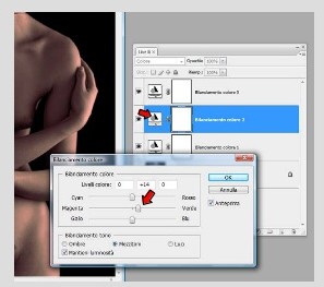8. Decido di diminuire l’intensità del verde come aggiustamento definitivo sui toni dell’immagine.